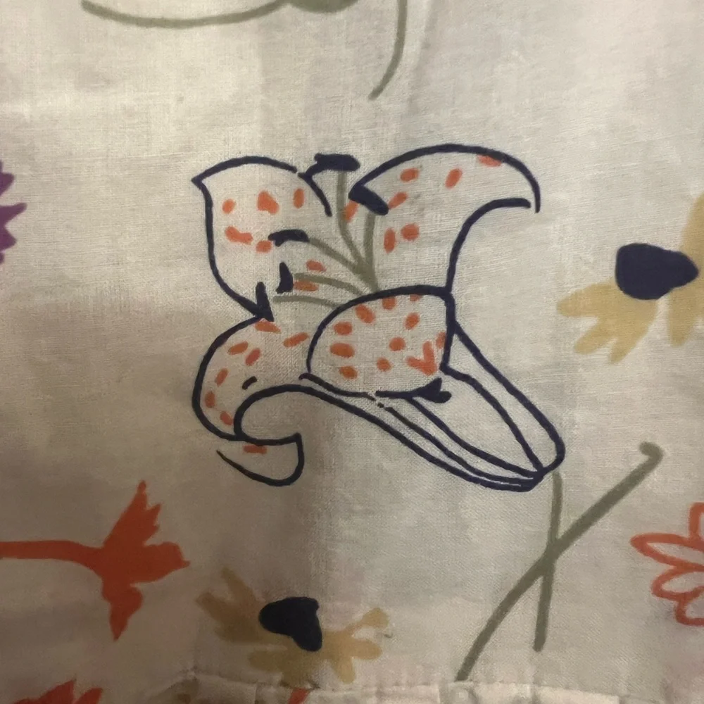 Anthropologie Cream Floral Midi Dress with Black Trim - Picture 16 of 16